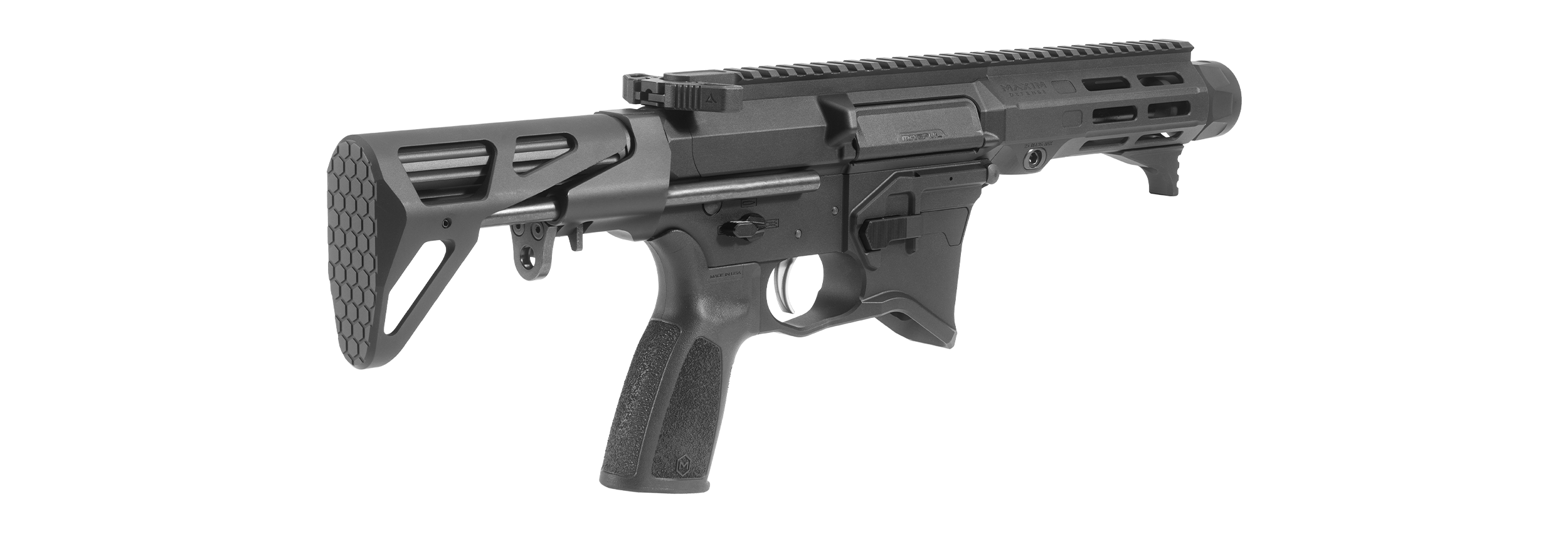 Maxim MD:9 CQB 905 SBR in Black. Back right facing.