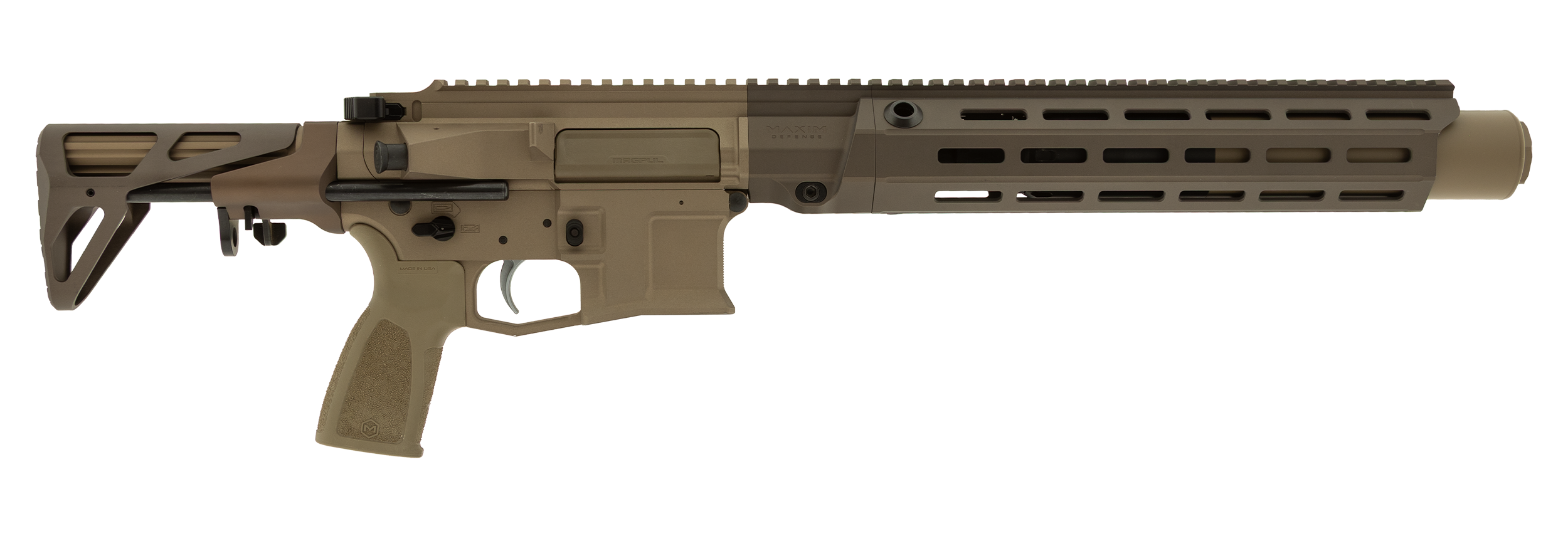 Maxim SDX RFLX SBR CQB Firearm in Color Arid - Side View