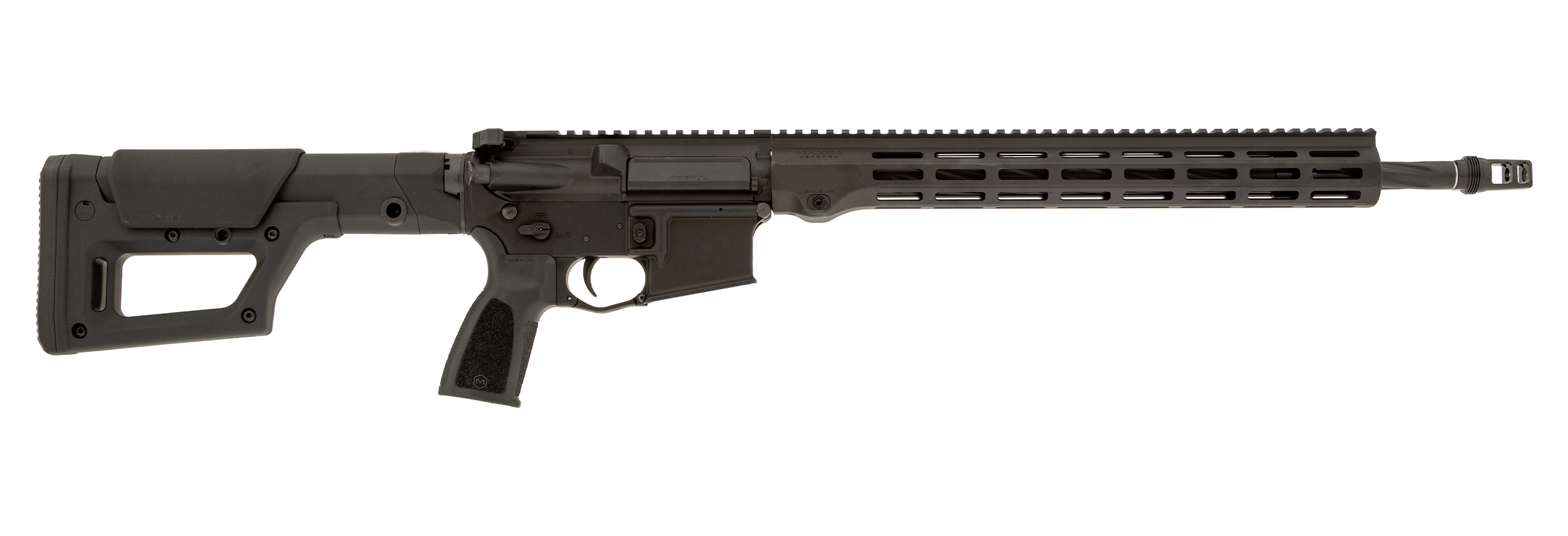 Maxim Defense MD:15 Duty Precision Firearm in Color Black. Facing to the Right.